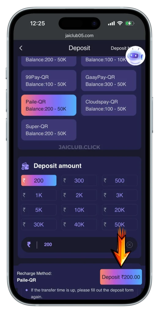 jaiclub-deposit-page